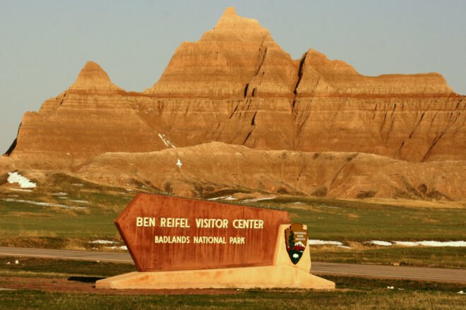visitor center sign in Badlands National Park