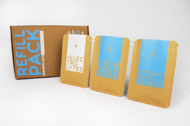 water pitcher filters in brown packaging