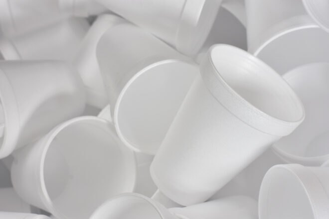 lot of white plastic foam cups