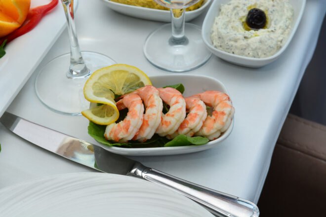 shrimp on white plate