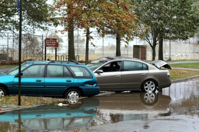 cars stuck in floods