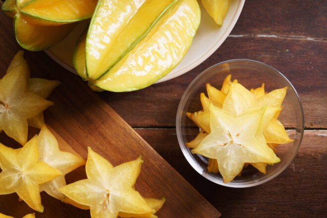 starfruit on wood table