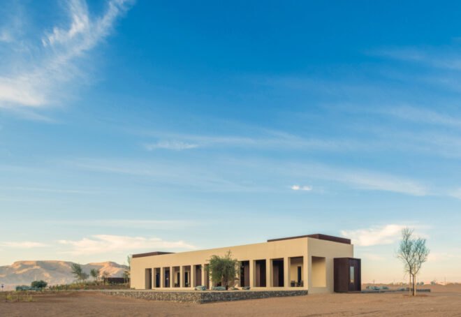 long brown building in a desert