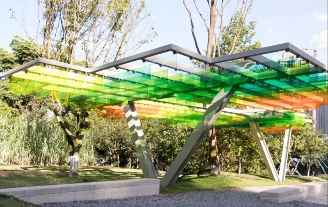 colorful shading canopy in a park