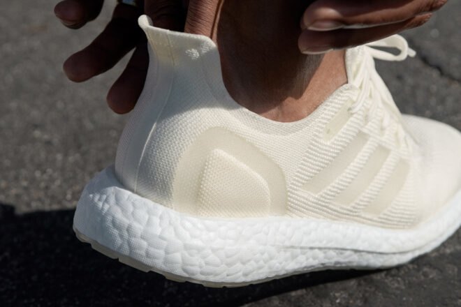 white recycled running shoes