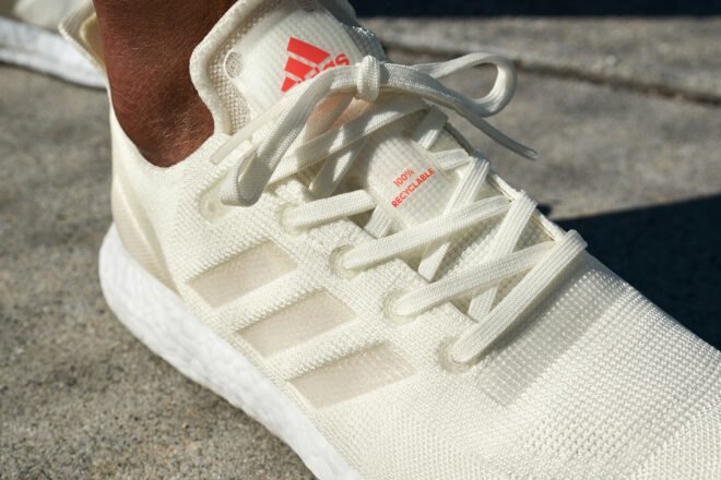 white recycled running shoes