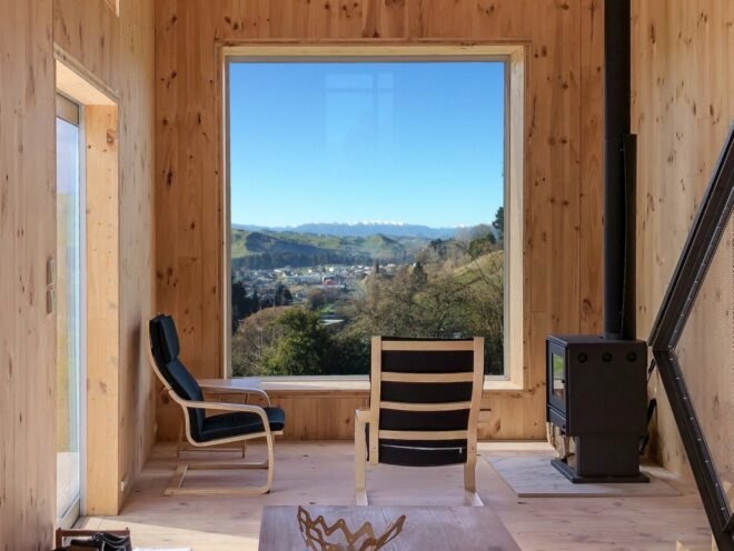living room with large window