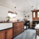 galley kitchen with wooden cabinetry