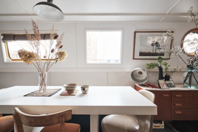 white dining table with various chairs