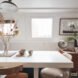 white dining table with various chairs