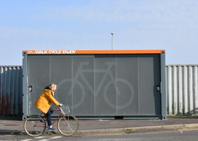 Shipping container bike storage