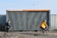 Shipping container bike storage