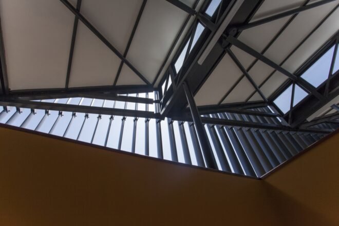 close-up of slats on the outside of a building