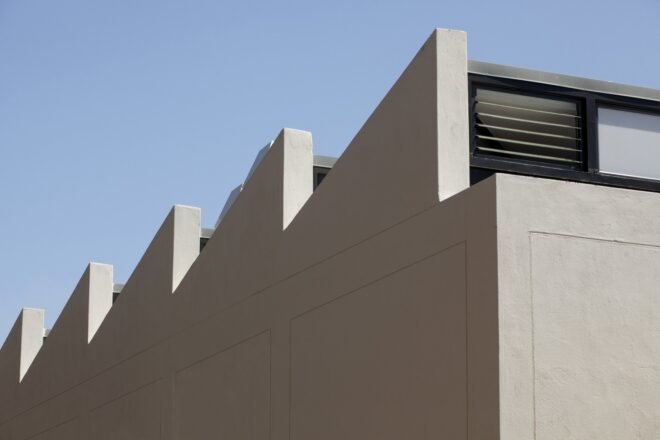 close-up of a saw-tooth roof