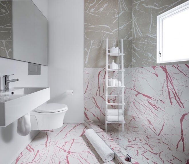 bathroom with colorful patterned tile