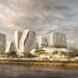 rendering of curvy white buildings