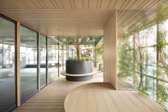 seating area surrounded by plants