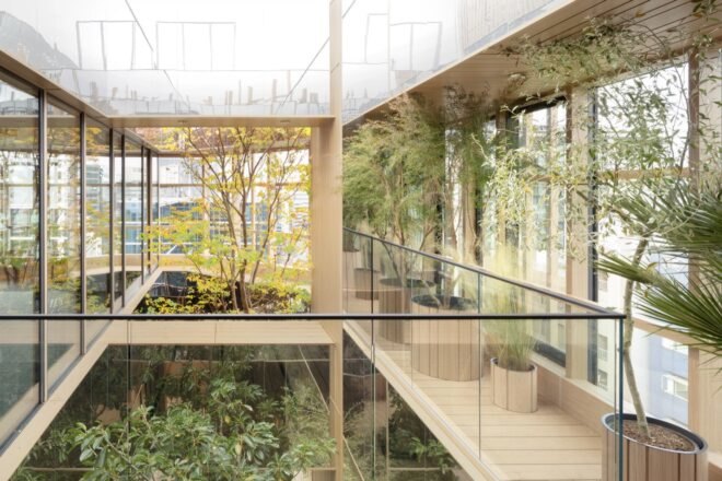terrace looking over indoor trees