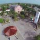 aerial image of a small town center