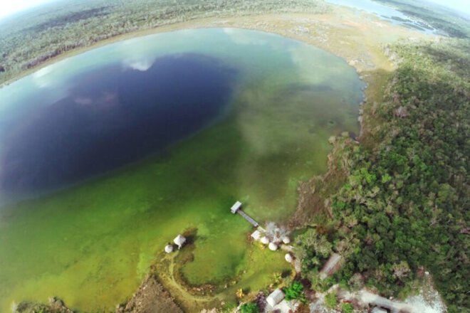 aerial image of lagoon