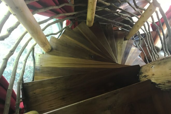 spiral wooden staircase