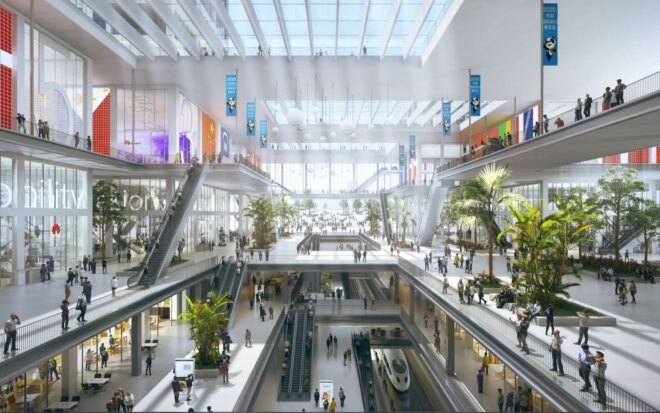 rendering of plant-filled mall
