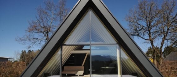 A-frame home with glass wall