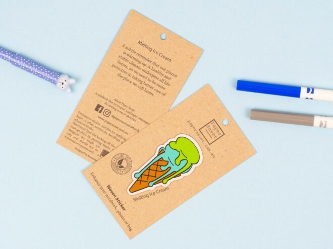 aerial view of climate change stickers