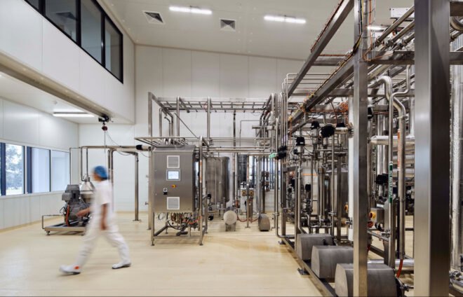 interior of dairy creamery with machines