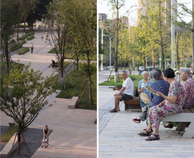 people enjoying a large park