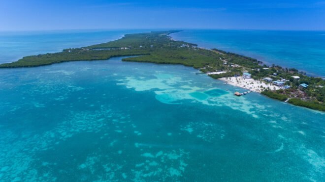 aerial view of Care Caulker, Belize