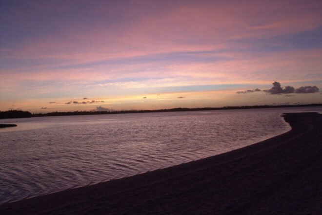Sunset over Turtle Cove at Chagos Archipelago
