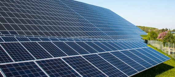 close-up of solar panels