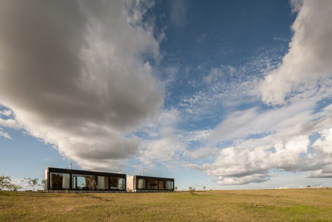 two elongated rectangular buildings