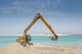 sand dredging takes place in order to build artificial island