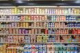yogurt shelves at grocery store