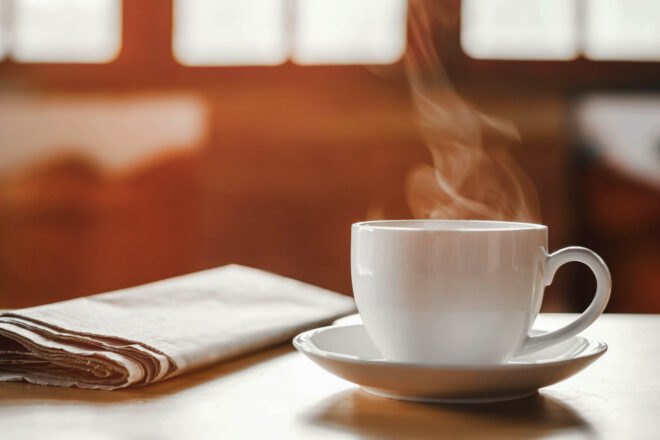 coffee cup with newspaper