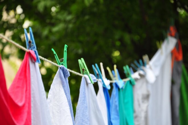clothes hanging on a line dry