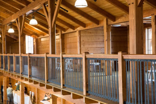 upper mezzanine level made out of wood