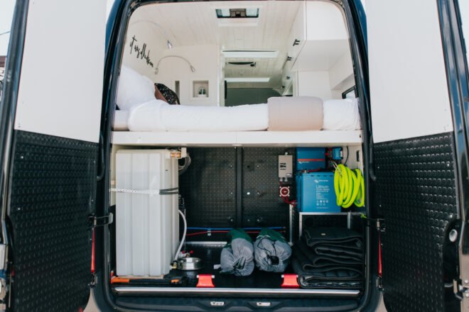 back view of van with storage