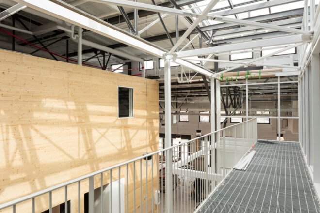 indoor market with mezzanine level
