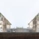 rendering of houses with sharply sloped roofs