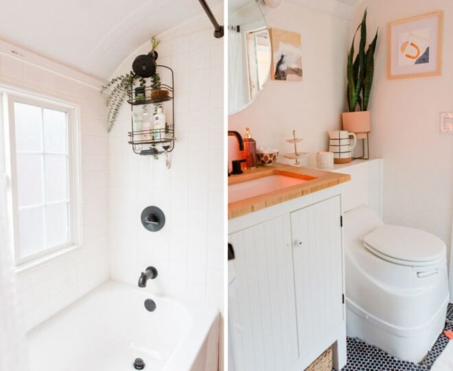white bathroom with modern decor
