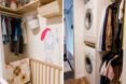 baby's crib and laundry space