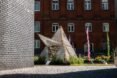 small shelter made out of recycled plastic bottles