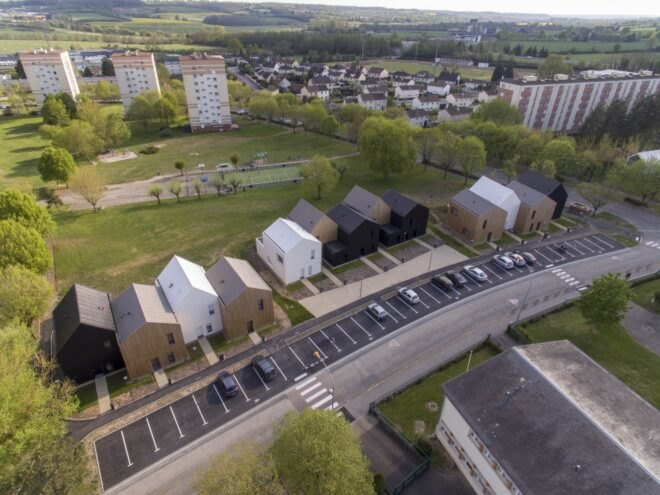 aerial view of housing community