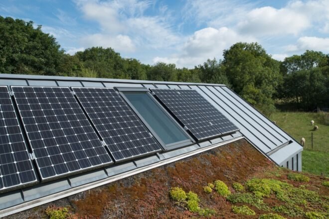 solar panels on a gray roof