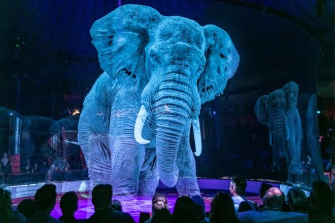 elephant hologram at a circus