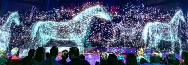 horse holograms at a circus