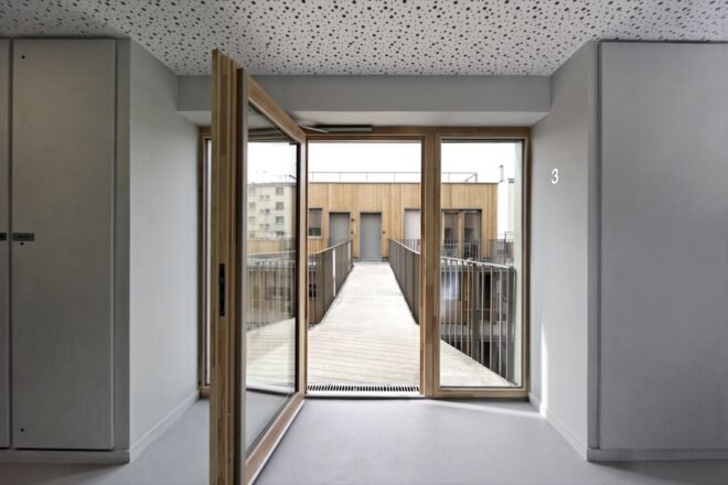glass door open in a white room
